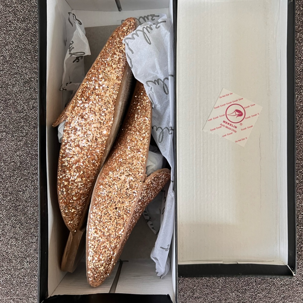 Sparkling Gold Glitter Flats